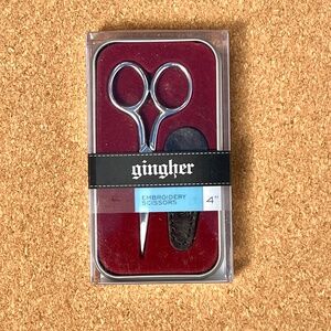 Gingher 4” Embroidery Scissors – Chrome w/ Sheath & Tin, NIB